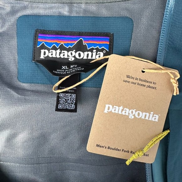 patagonia Men's Boulder Fork Waterproof Hooded Zip Up Rain Jacket, Size XL, Blue - Picture 14 of 16